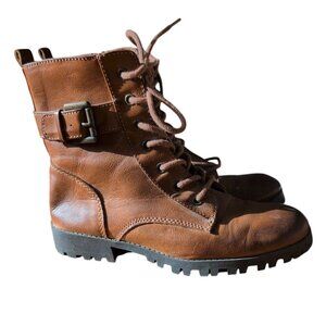 SO Kohl'S Ankle Boots Women's size 8 Combat Lace up/zip sides shoes in a Brown